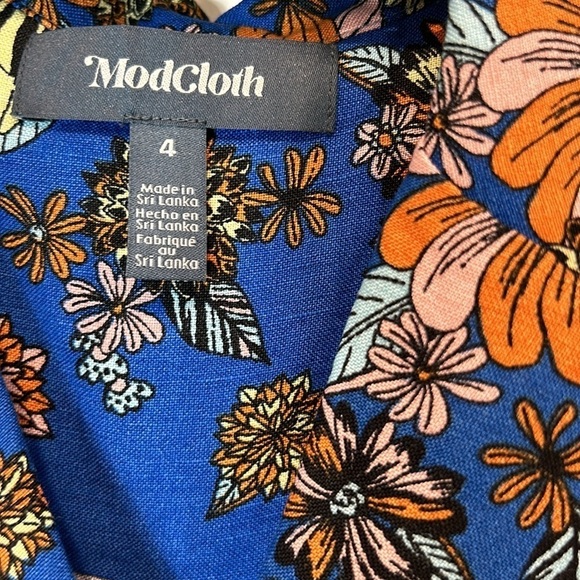 ModCloth Summer Camp Solstice Romper Blue/floral button front medium new w tags - Picture 6 of 10